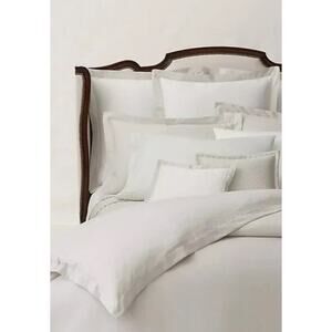 Ralph Lauren Home Queen/Full Duvet Cover Lovan Jacquard Organic White Cotton